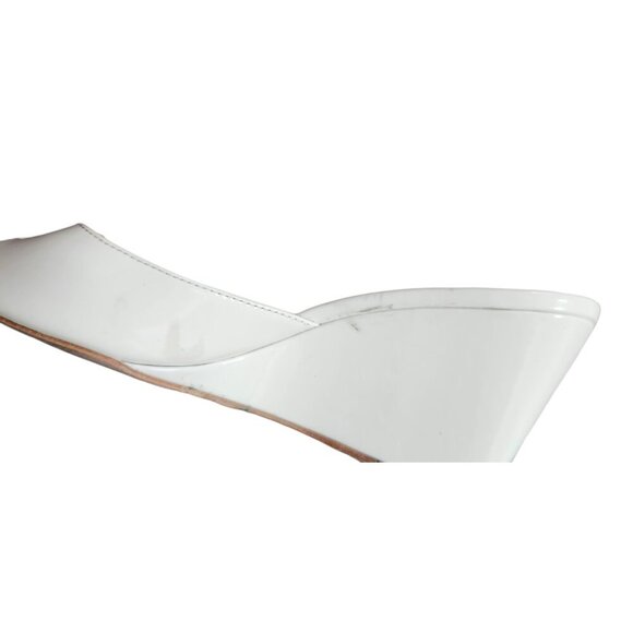 Reformation White Patent Leather Wedge Sandals Women’s Slip On Open Toe Size 6 - Picture 9 of 11